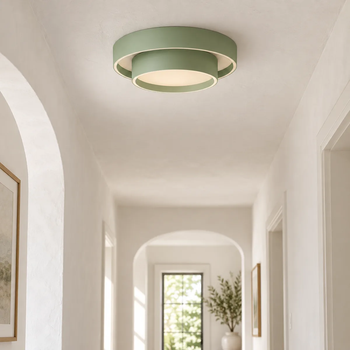 Two-Tier Round Ceiling Light with a Built-In LED